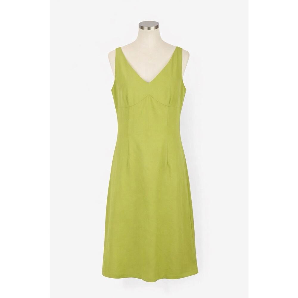 Jeunesse Lime Green A Line Dress Size 14 Sleeveless V Neck Lined